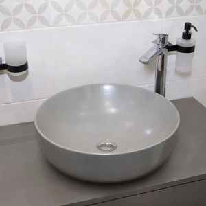 Lavoar pe blat, Fluminia, Amereta-MG, rotund, diametru 41 cm, gri mat - Img 5
