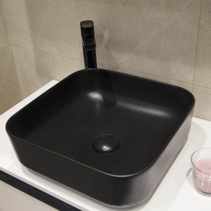 Lavoar pe blat, Fluminia, Andra, patrat, 38,5 x 38,5 cm, negru mat - Img 6