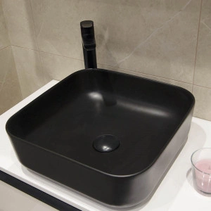 Lavoar pe blat, Fluminia, Andra, patrat, 38,5 x 38,5 cm, negru mat - Img 6
