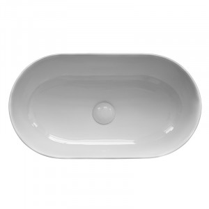 Lavoar pe blat, Fluminia, Ariel, oval, cu baza poligonala, 55 x 31 cm, alb - Img 3
