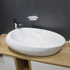 Lavoar pe blat, Fluminia, Egg Maxi, oval, 66 x 46 cm, alb - Img 6
