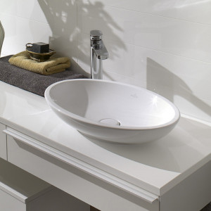 Lavoar pe blat Villeroy & Boch, Loop & Friends, oval, 63 cm, cu preaplin, alb - Img 4