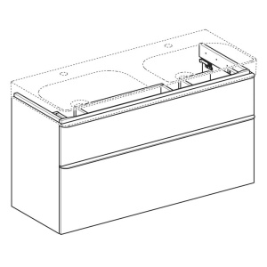 Mobilier suspendat, Geberit, Smyle Square, pentru lavoar dublu, 120 cm, nuc american hickory - Img 4