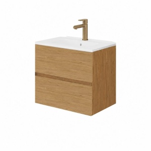 Mobilier suspendat pentru lavoar Fluminia Genova 60, front și laterale netede, 60x46 cm, rovere naturale