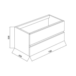 Mobilier suspendat pentru lavoar Fluminia, Genova 80, front și laterale netede, nero mat/rovere moka - Img 2