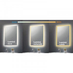 Oglinda Fluminia, Calatrava Ambient, rotunda, cu iluminare LED, 3 culori - Img 3