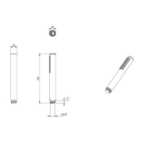 Pară de duș Villeroy&Boch, Verve, 1 jet, tip baton, negru mat - Img 3