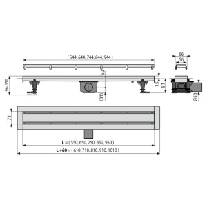 Rigola pentru dus cu capac faiantabil, Alcadrain, APZ13-DOUBLE9 FIT AND GO, 85 cm - Img 2