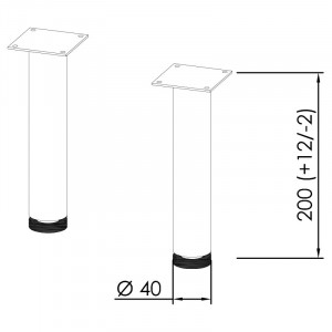 Set de 2 picioare pentru mobilier, Kolpasan, H=20 cm, crom - Img 2