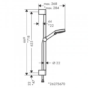 Set de dus cu bara 65 cm Hansgrohe, Vernis Blend Vario, cu furtun, crom - Img 3