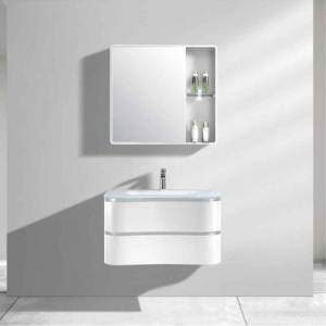 Set mobilier si lavoar, Spectrum, Oviedo 60, design ondulat, alb - Img 2