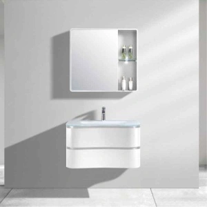 Set mobilier si lavoar, Spectrum, Oviedo 60, design ondulat, alb - Img 2