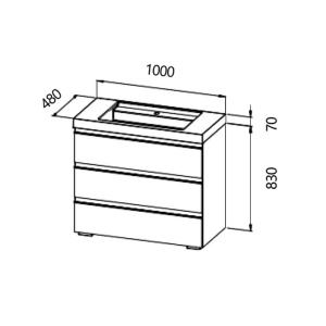 Set mobilier stativ cu lavoar Kolpasan, Harmony 100 cm, 3 sertare, dark oak - Img 6