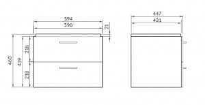 Set mobilier suspendat cu lavoar Cersanit Lara Como 60cm, alb - Img 2