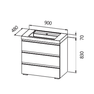 Set mobilier suspendat cu lavoar Kolpasan, Harmony 90, cu 2 sertare, bronze oak - Img 5