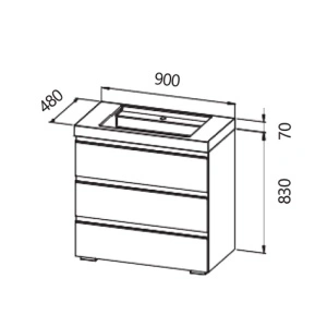 Set mobilier suspendat cu lavoar Kolpasan, Harmony 90, cu 2 sertare, bronze oak - Img 5