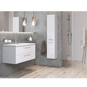 Set mobilier suspendat si lavoar Cersanit, Lara, cu doua sertare, 60 x 45 cm, alb - Img 3