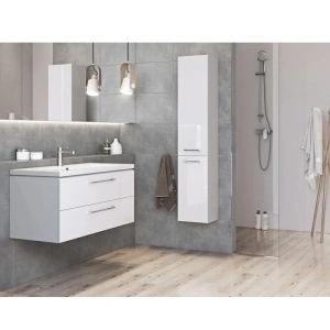 Set mobilier suspendat si lavoar Cersanit, Lara, cu doua sertare, 60 x 45 cm, alb - Img 3