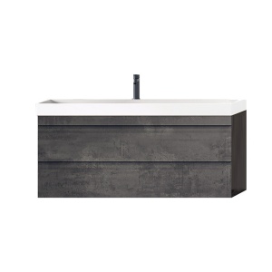 Set mobilier suspendat si lavoar, Kolpasan, Naomi, 100 cm, dark concrete