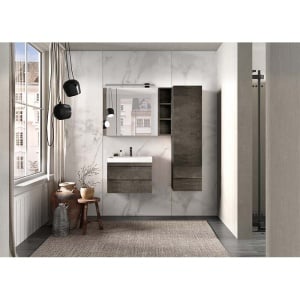 Set mobilier suspendat si lavoar, KolpaSan, Naomi, 60 cm, dark concrete - Img 4