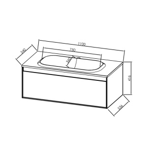 Set mobilier suspendat si lavoar Kolpasan, Pandora, 110 cm, lemn natur - Img 3