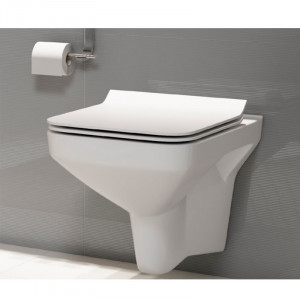 Set vas WC Cersanit, Como New, suspendat, Rimless cu capac Soft-Close si Easy Off, slim - Img 4