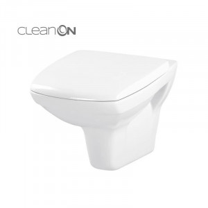 Set vas WC suspendat Cersanit, Carina, Clean On, cu capac soft close si easy off, alb
