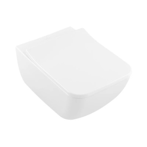 Set vas WC suspendat, Villeroy & Boch, Collaro, cu capac soft close și quick release, alb