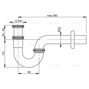 Sifon pentru lavoar, AlcaDrain, cu piulita 5/4", DN32, crom - Img 2