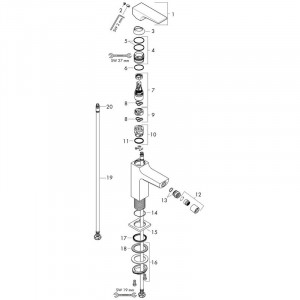 Baterie bideu cu ventil click-clack, Hansgrohe, Metropol, negru mat - Img 3