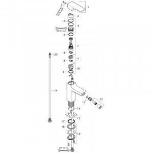 Baterie bideu cu ventil click-clack, Hansgrohe, Metropol, negru mat - Img 3