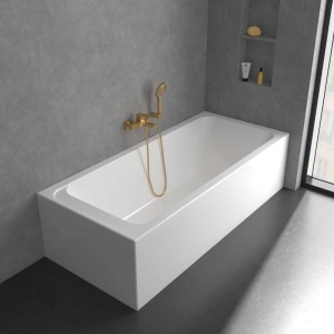 Baterie cadă-duș Villeroy&Boch, Architectura Square, montaj pe perete, brushed gold - Img 4
