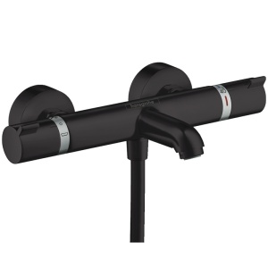 Baterie cada termostatata, Hansgrohe, Ecostat Comfort, Negru mat