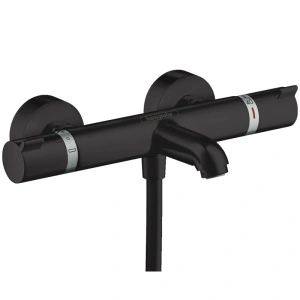 Baterie cada termostatata, Hansgrohe, Ecostat Comfort, Negru mat