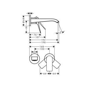 Baterie încastrată pentru lavoar Hansgrohe, Vivenis, pipă 19.2 cm, bronz mat - Img 3