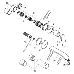 Baterie lavoar cu montaj pe perete, Hansgrohe, Vivenis, cu pipa 19,2 cm, crom - Img 2