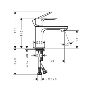 Baterie lavoar Hansgrohe Rebris E 80 CoolStart, fără ventil, crom - Img 3
