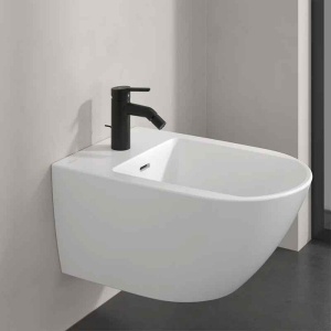 Baterie pentru bideu Villeroy&Boch, Skyla, cu ventil cu tijă, negru mat - Img 4
