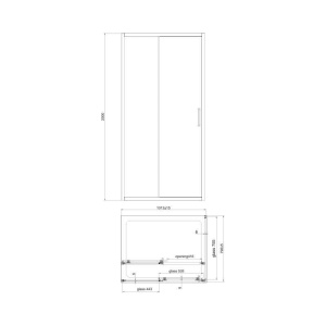Cabină de duș Fluminia, Iris Gold 100x80 cm, formată din perete fix și ușă culisantă, profil brushed gold - Img 2