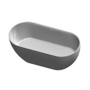 Cadă freestanding Fluminia, Vezuv, din cast marble, cu preaplin 170 x 80 x h61 cm, alb mat - Img 2