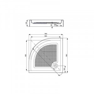 Cadita de dus semirotunda Belform, Bella, R=55 cm, 90X90 cm - Img 2