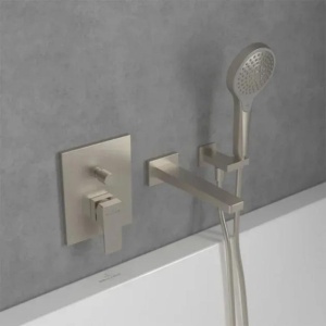 Cot racord Villeroy&Boch, Universal Showers, pătrat cu suport duș, brushed nickel - Img 2