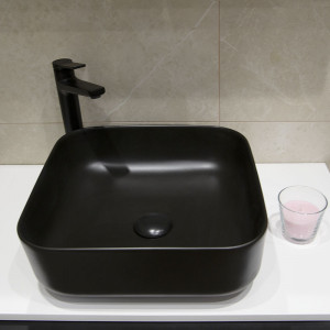 Lavoar pe blat, Fluminia, Andra, patrat, 38,5 x 38,5 cm, negru mat - Img 7