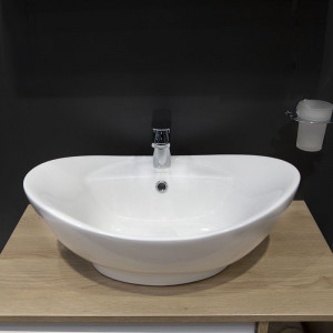 Lavoar pe blat Fluminia, Loira New, oval, 59 x 39 cm, alb - Img 3