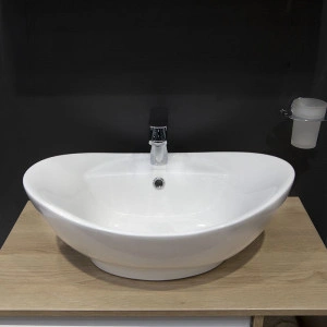 Lavoar pe blat Fluminia, Loira New, oval, 59 x 39 cm, alb - Img 3