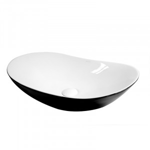 Lavoar pe blat Fluminia, My night, oval, alb-negru, 60.5 x 36 cm - Img 3