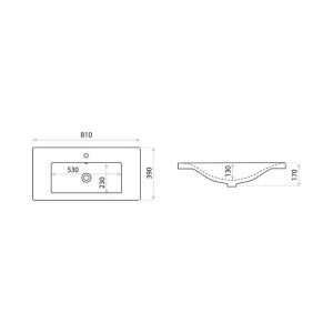 Lavoar pentru mobilier Spectrum, Canari, soft, 80 cm, alb - Img 2