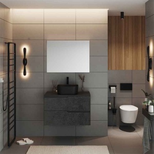 Mobilier cu blat pentru lavoar Fluminia, Bari 80, urban grey - Img 2