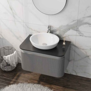 Mobilier pentru lavoar, Spectrum, Milena 80, riflat, gri mat - Img 4