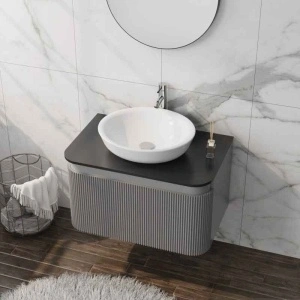 Mobilier pentru lavoar, Spectrum, Milena 80, riflat, gri mat - Img 4
